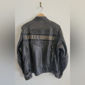 Authentic Men's Harley Davidson Passing Link Triple Vent Brown Leather Jacket